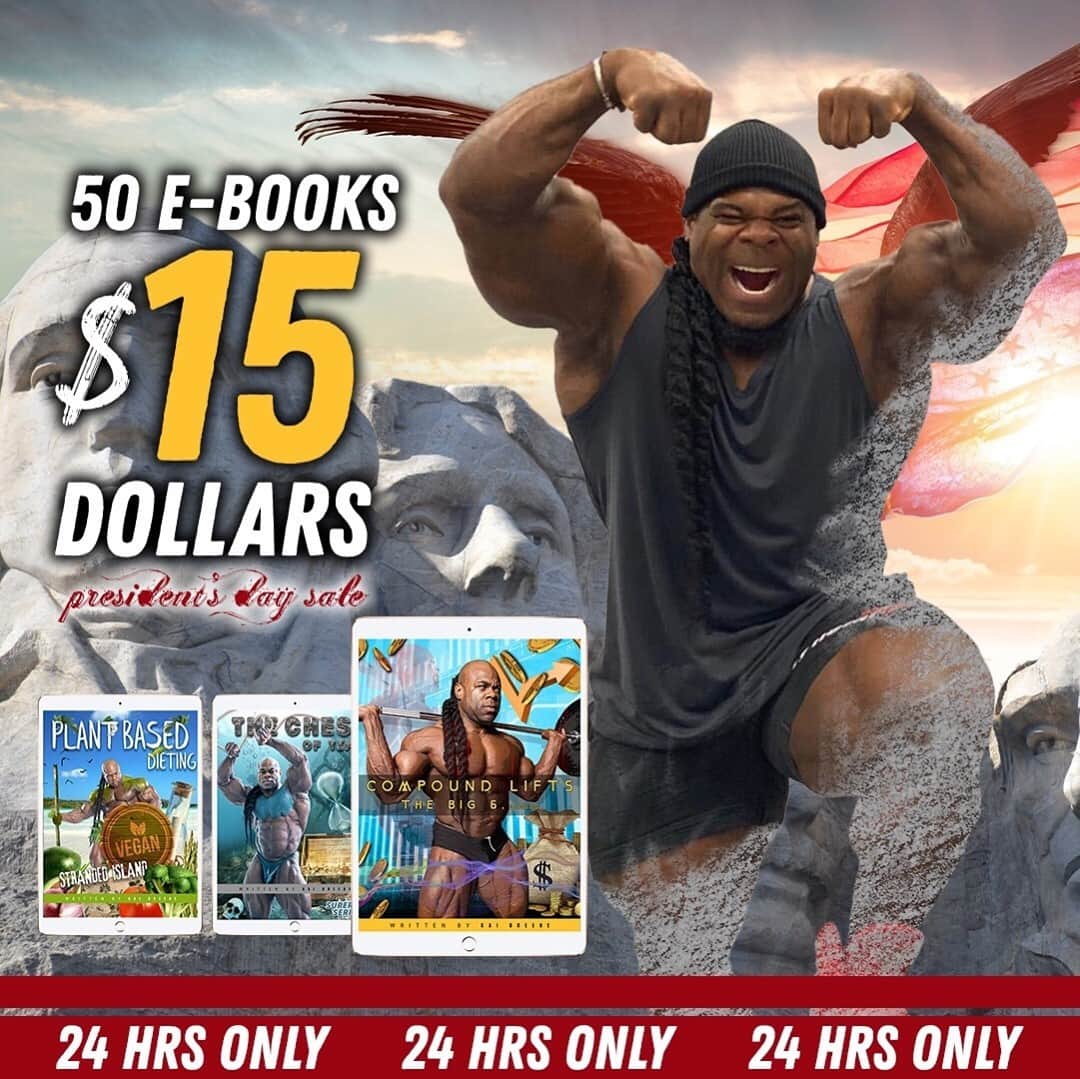カイ・グリーンのインスタグラム：「1 for $1 or FIFTY for $15 WEEKEND SALE ‼️  Has your progress hit a plateau? Sometimes we just need a push in order to step outside our comfort zones and remove the chains that bind us down 🔗  Take the leap of faith with me and trust that one of my books targeted towards your goals can help change your life for $1.  🔺Fat Loss 🔺Muscle Gain 🔺Mindset 🔺Cardio 🔺Form Execution  These are just a few examples of many. Take control of your destiny head to  Link in bio to get started today💯」