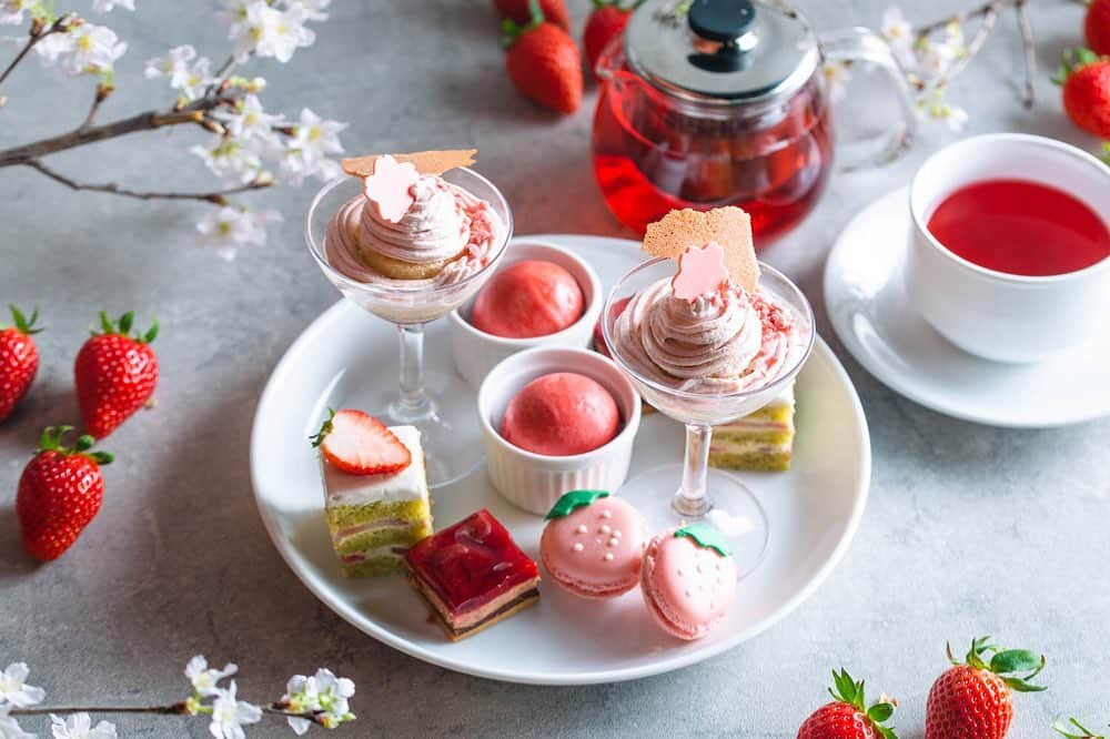 レガートのインスタグラム：「【Spring Afternoon Tea】  「春を感じる、苺スイーツパラダイス♪」  ■上段ラインナップ ・苺と桜のモンブランパフェ ・苺ソルベ ・苺とチョコレートのタルトレット ・苺マカロン ・苺とピスタチオのショートケーキ  ■紅茶・ソフトドリンク飲み放題込(2h) ■3480yen(税別) ■完全予約制(前日17:00迄) ■メッセージ入りチョコプレートの追加も可能です。お祝いのメッセージなどをお伝えください。  #あふたぬーんてぃー  #afternoontea  #春のアフタヌーンティー  #渋谷アフタヌーンティー  #春のスイーツ」