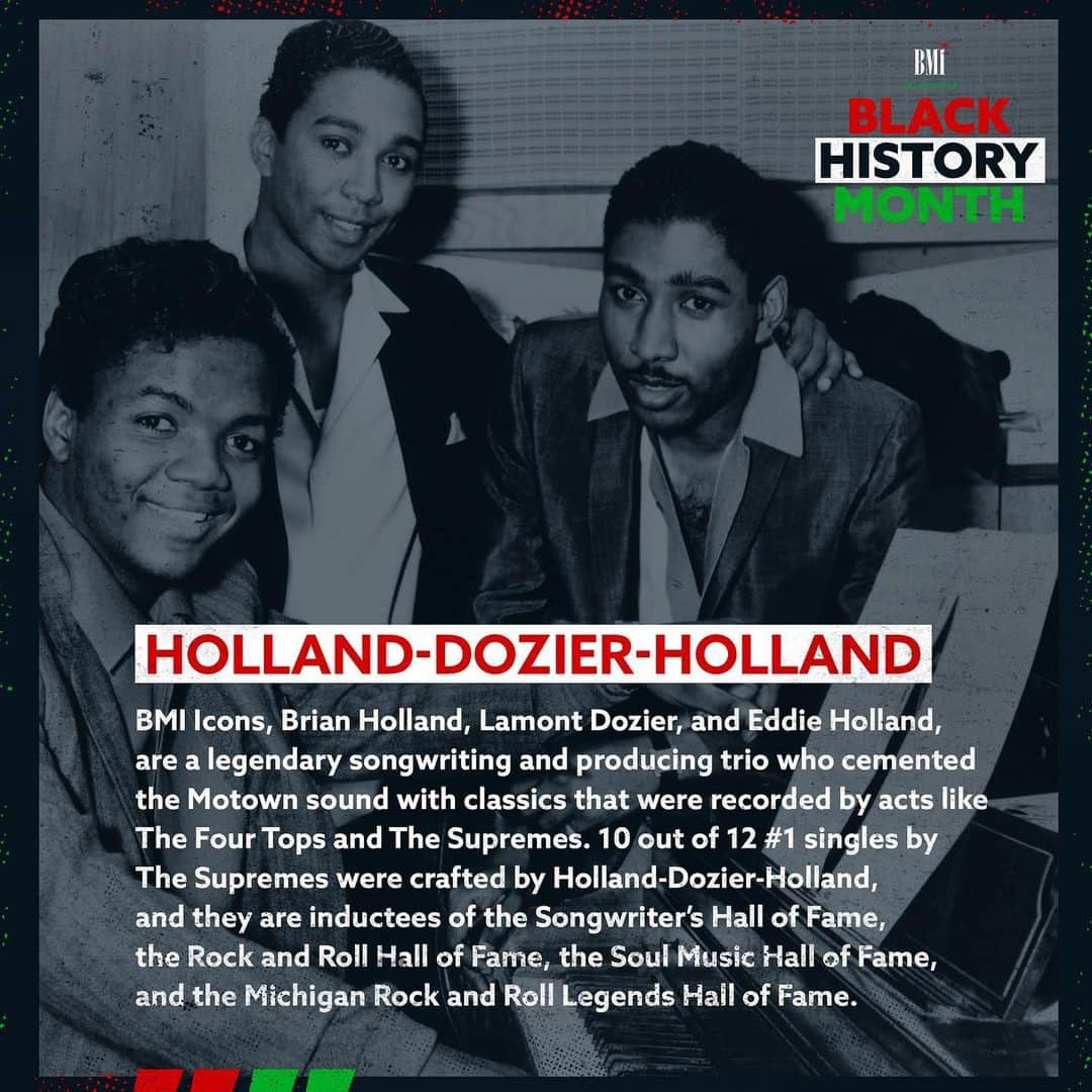 Broadcast Music, Inc.のインスタグラム：「Celebrating this tremendous trio, Holland-Dozier-Holland and wishing a Happy Birthday to Brian Holland🎊🎉💙🎶🎈! #BlackHistoryMonth #HollandDozierHolland」