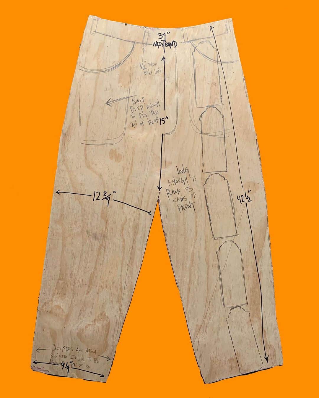 エンジョイのインスタグラム：「This is the actual piece of wood I gave to our clothing designer. Serious dimensions going on there for maximum comfort. More fader denim jeans dropping soon!!!」