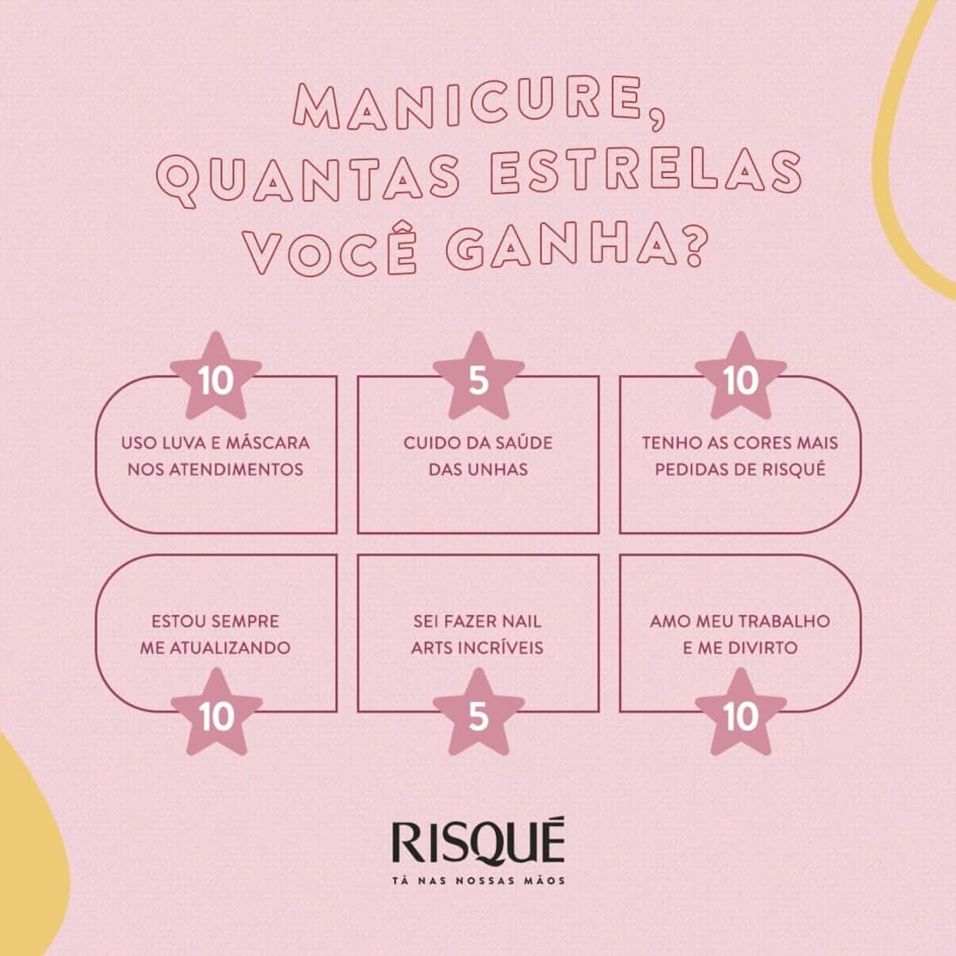 Risqueのインスタグラム：「Queremos saber de você: quantas estrelas você ganhou nessa lista? Conte aqui nos comentários! ⠀ #TáNasNossasMãos #EsmaltesRisqué #RisquéOficial」