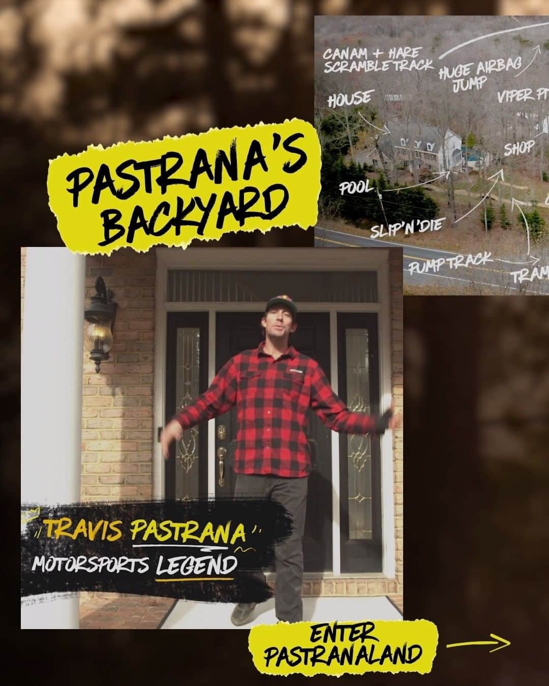 レッドブルのインスタグラム：「this is @travispastrana, and he'd like to welcome you to his Backyard AKA Pastranaland 😎👉  ~link in bio~ to watch the full episode 📺🙌 #redbull #givesyouwiiings #backyard #goals #moto #nitrocircus」