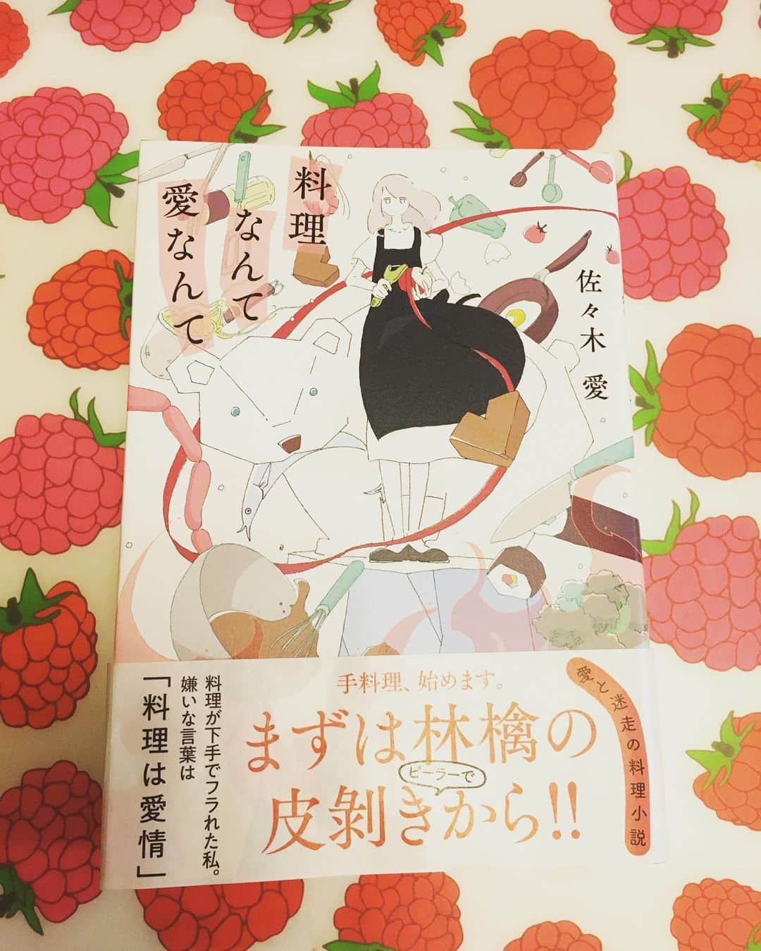小橋めぐみのインスタグラム：「佐々木愛著「料理なんて　愛なんて」 面白くて、一気読み！ 料理が下手で振られた優花の嫌いな言葉は 「料理は愛情」。  好きな人のために一生懸命料理を好きになろうと迷走する彼女の「愛情」の行方に、ゴクリと唾を飲み込む。 手作りチョコの概念が揺らぐとともに、それでもチョコを湯煎にかけたくなる、甘くない料理小説🍫 ちなみに、スペースが空いてるからって、冷蔵庫に本を入れている彼が出てくるのですが、今無性に #冷蔵庫に本を入れたくなっている #料理なんて愛なんて #佐々木愛」