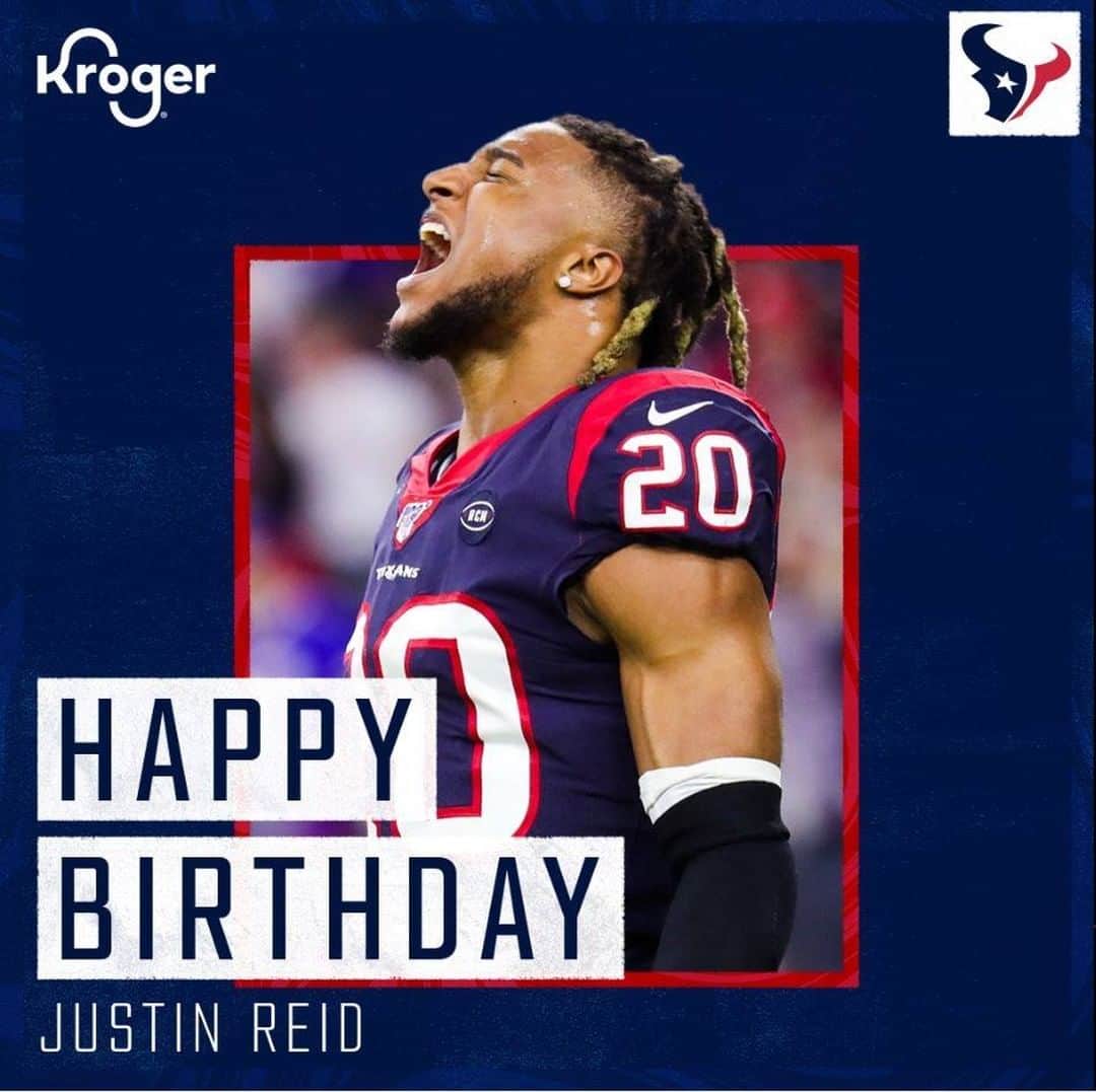ヒューストン・テキサンズのインスタグラム：「Happy birthday, @justinqreid! 🎈」