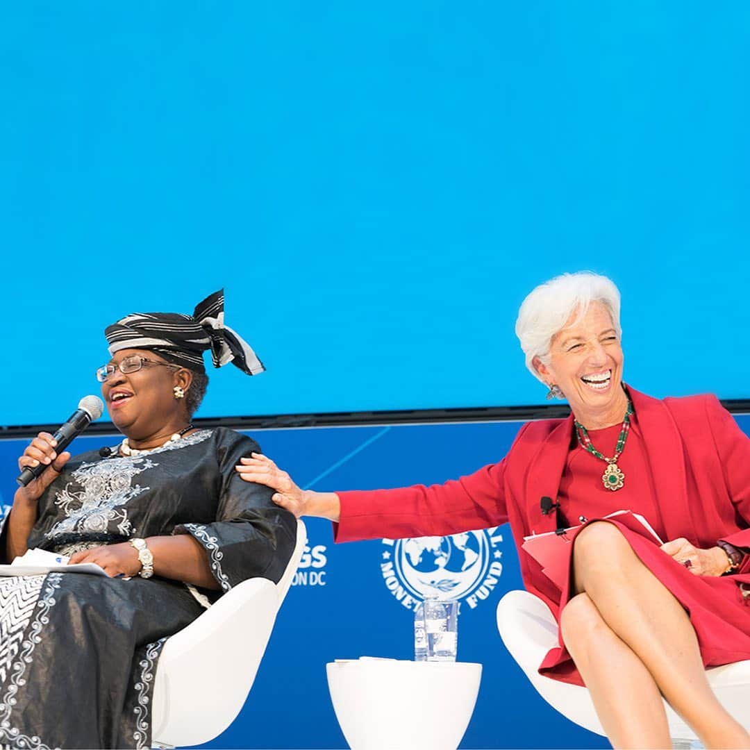 クリスティーヌ・ラガルドのインスタグラム：「Congratulations to my friend Ngozi Okonjo-Iweala on becoming the first female Director-General of the @worldtradeorganization.   I’ve known Ngozi for many years. Her strong will and determination will drive her to tirelessly promote free trade to the benefit of people worldwide.」