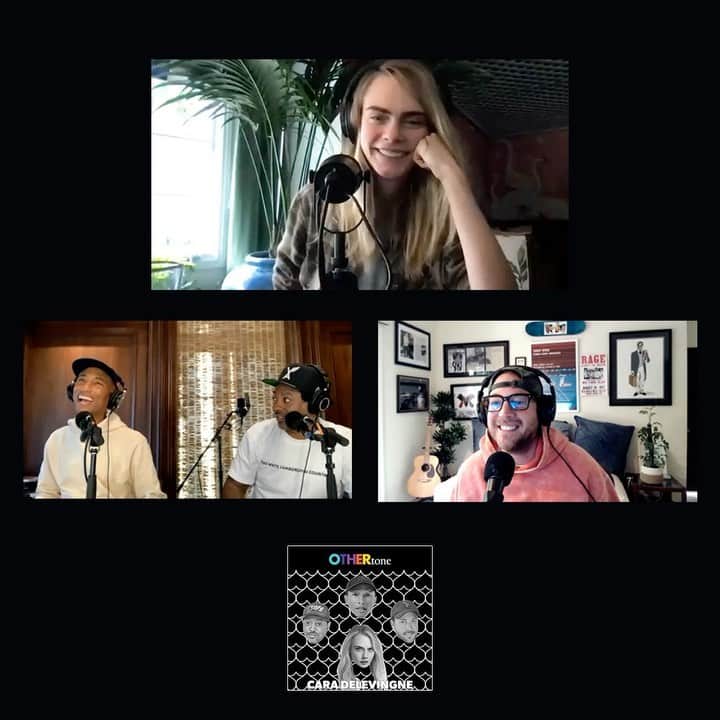 カーラ・デルヴィーニュのインスタグラム：「I had sooo much fun with @pharrell @brokemogul @hitmybeeper on @othertone podcast where we talked about finding comfort in the unknown, changing the narrative in sextech and more! Available now.」