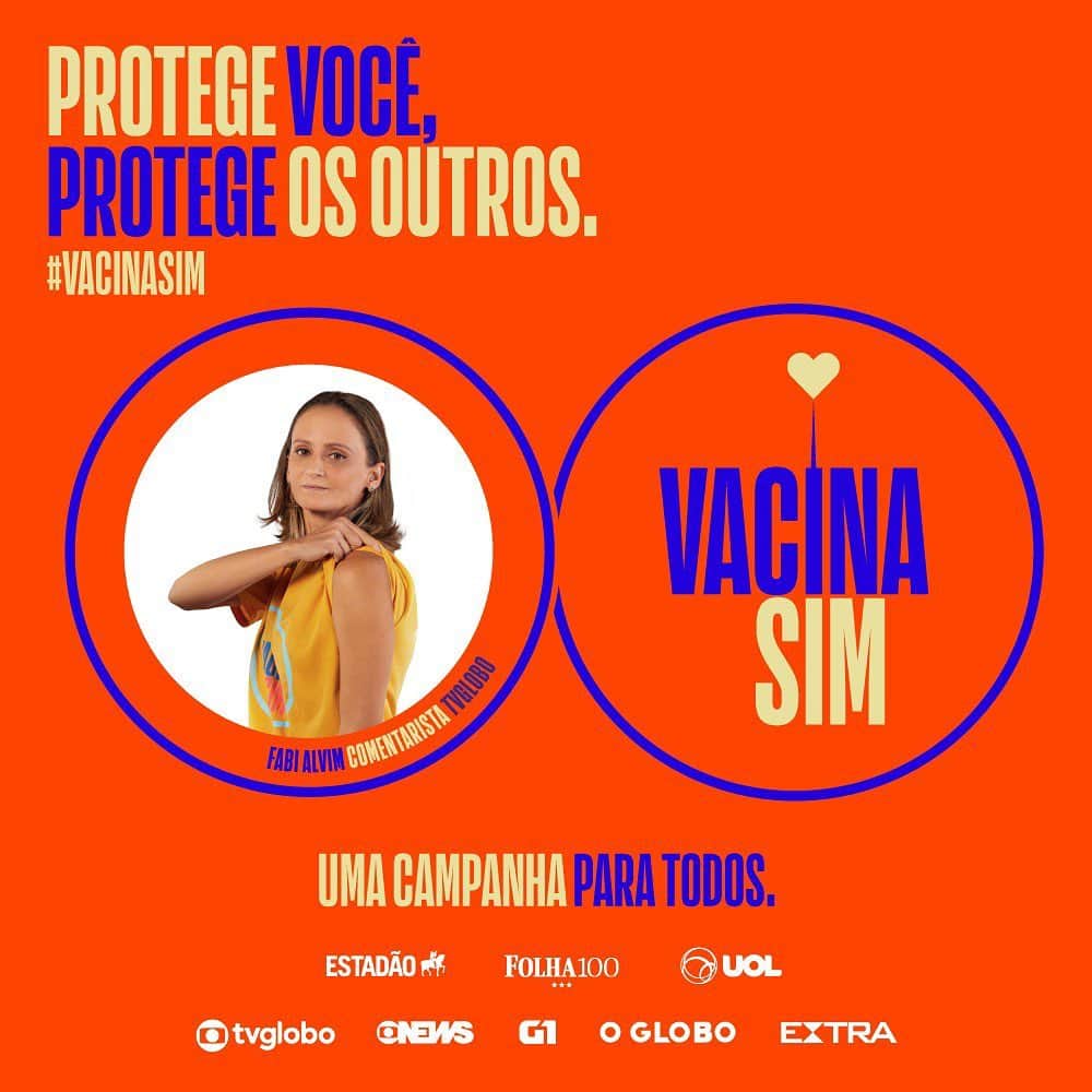 ファビアナ・オリベイラのインスタグラム：「A vacina ajuda a salvar vidas, é nossa esperança. Afinal de contas, quem não tá com saudade de dar aquele abraço bem apertado, né? É por isso que eu sou #VacinaSim! Eu, a @redeglobo, @portalg1, @globonews, @jornaloglobo, @jornalextra, @estadao, @folhadespaulo e @uoloficial.」