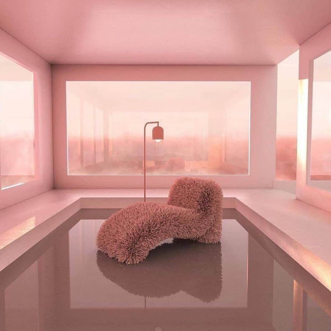ダニジョーのインスタグラム：「Sometimes less is more — 💕🌸🎀 interiors via @thewebster」