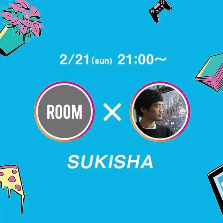 room onziemeのインスタグラム：「•﻿ 📸👥📸﻿ ﻿ - STAYROOM -﻿ ﻿ ROOMが提供するアーティストと﻿ リスナーをつなぐ新たなカタチ﻿ ﻿ ROOMとアーティストによる﻿ Instagram コラボLIVE配信﻿ ﻿ 普段見れないアーティストの﻿ 裏側や素顔を深掘りして新たな発見を！﻿ ﻿ --------------------------------------------﻿ ﻿ 2/21(Sun) 21:00〜﻿ ﻿ vol.50﻿ SUKISHA﻿ 【@sukisha_jpn】﻿ ﻿ 2017年8月、活動開始。 ﻿ 楽曲のクオリティと制作スピードは﻿ 他の追随を許さずリスナーを始め﻿ 各関係者からも高く評価され、﻿ Apple Music累計総再生回数は1000万回を突破。﻿ 作詞作曲編曲を手掛けたkiki vivi lilyとの﻿ 共作「Blue in Green」のMVは﻿ YouTubeで200万回再生以上を記録。﻿ さらに活動の幅を広げている。﻿ ﻿ ﻿ MC Teteyan﻿ 【@teteyan】【 @the_musen_inshock 】﻿ ﻿ ROOMが展開する番組「hu-do」の﻿ メインパーソナリティを務め、﻿ 「ZIPANGU ONIGIRI」のクリエイター。﻿ ﻿ 大手アパレルで10年勤め上げ、﻿ 突如飲食業内にコンバートした彼は、﻿ made in Japanを愛し、﻿ お笑いを愛し、人に愛される大男。﻿ ﻿ 夢で神のお告げを受け、﻿ おにぎり作りをスタートさせ冒頭記載の「ZIPANGU ONIGIRI」を﻿ ブランド化する事に成功。﻿ ﻿ さらにアーティストやクリエイターが﻿ 夜な夜な足繁く通う﻿ 大阪の卓球バー「THE BAR」の店主も務めあげた。﻿ ﻿ 現在は南船場にて立ち飲みスタンド﻿ 「THE MUSEN IN SHOCK」を展開中。﻿ 気さくでみんなから愛されるキャラクターを﻿ 目当てに足を運ぶファンも少なくない。﻿ ﻿ ﻿ --------------------------------------------﻿ #room_jp #stayroom #SUKISHA」