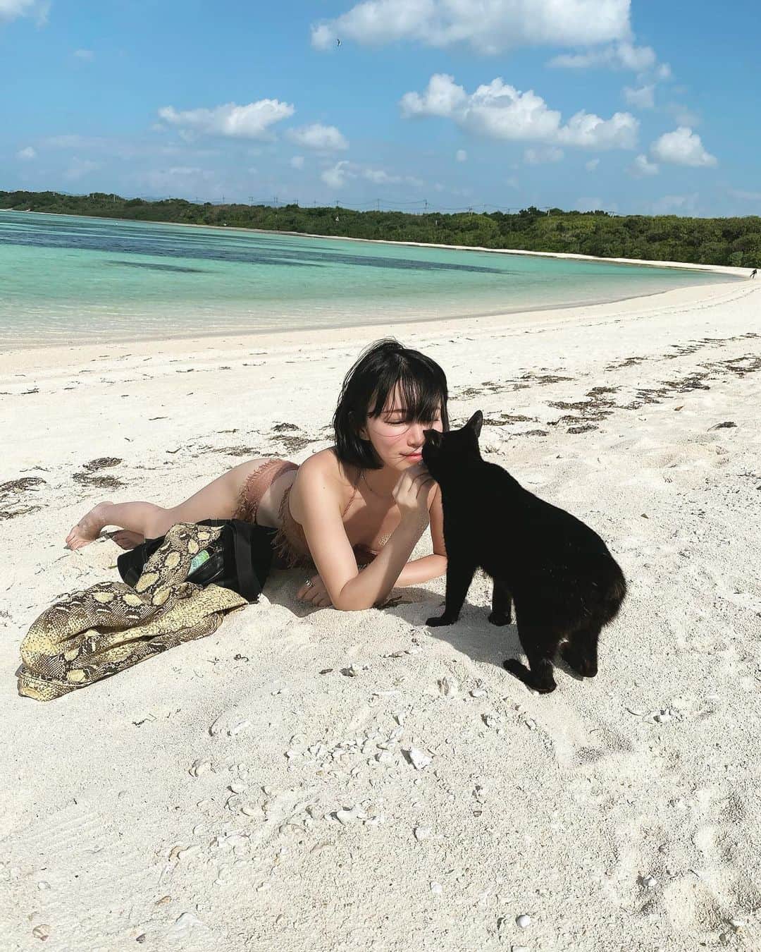 DJ mariennuのインスタグラム：「💋🐈‍⬛ #okinawa  #沖縄 #sea #黒猫 #島猫 #trip  #travel」