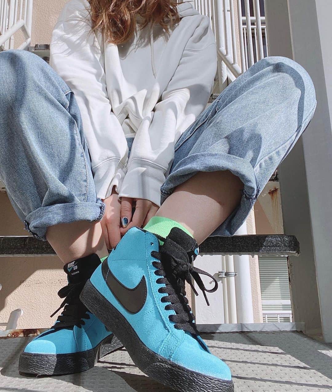 矢代梢のインスタグラム：「最近お気に入りの👟 新しいのも1足買っちゃったんだ😆 早く届かないかなぁ〜 #nike #nikesb #スニーカー #ブレーザー #お気に入り #👟 #✔︎」