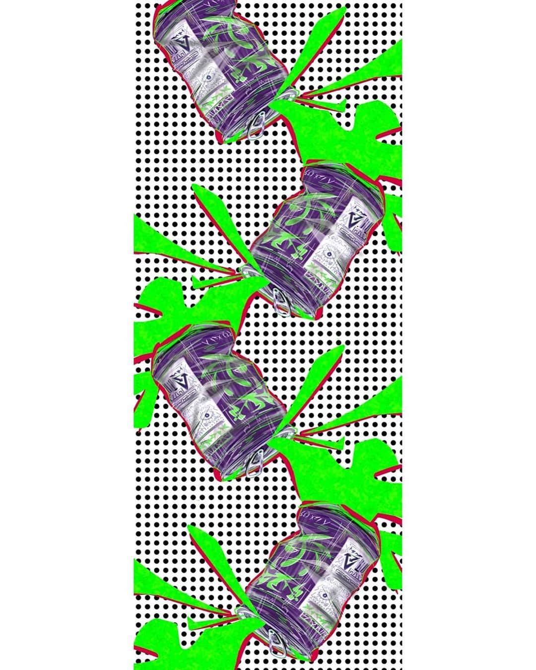 牧島輝さんのインスタグラム写真 - (牧島輝Instagram)「イラスト描きました。 たまには載せます！缶！！  #イラスト　#絵　#art #illustration #Instagram #緑　#紫　#赤　#ドット　#缶」2月16日 20時49分 - maximumhikaru