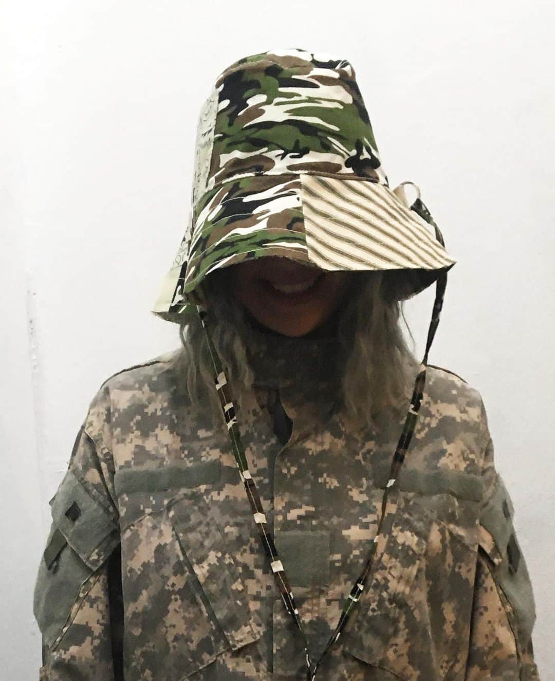 のインスタグラム：「Stand out in camouflage! These oversized bucket hats are new on our website.  All our hats are lovingly made in our East London studio.  Click on the link in the bio to have a look.」