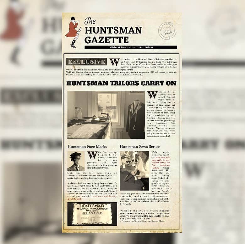 ハンツマンさんのインスタグラム写真 - (ハンツマンInstagram)「The Huntsman Gazette is back, and in a brand new style! If you haven't already, head to the Huntsman website to check out the latest edition as we chronicle all of our news from 2020, plus new launches and our competition winners. Swipe left to see our highlights, and visit LinkInBio to read the first edition.   #Huntsman #HuntsmanAtHome #Bespoke #BespokeTailoring #SavileRow #HuntsmanSavileRow #TOSHI #HERO #Gazette #FashionJournal #BespokeJournal #FashionNews #FashionBlog #FashionPress  #Update  #BespokeBlog #BespokeNews #TailoringBlog #TailoringNews #Menswear #Businesswear #Suiting #LuxuryMenswear #Concierge #MensStyle #BritishTailoring」2月16日 22時06分 - huntsmansavilerow