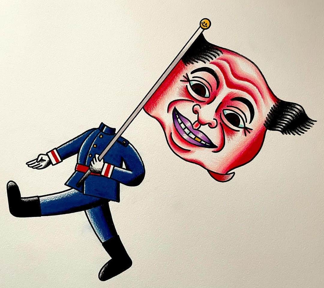 Katsufumi Takihanaのインスタグラム：「Big smile😊🚩 size: B4 Ink Colored pencil」