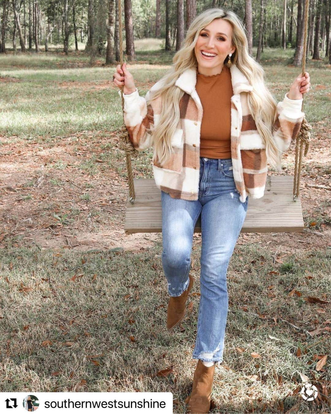 エラモスのインスタグラム：「@southernwestsunshine swinging into the short work week in Ella Moss. . . . #ellamoss #ellamossjeans #musthave #springstyle #shopnow #denimdays」