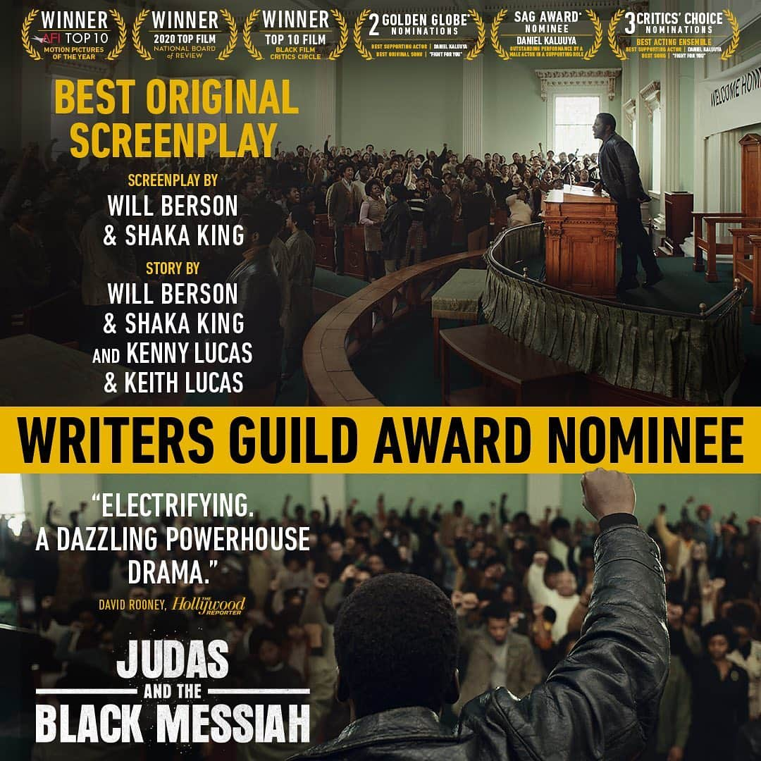 Warner Bros. Picturesさんのインスタグラム写真 - (Warner Bros. PicturesInstagram)「#JudasAndTheBlackMessiah is nominated for Best Original Screenplay for this year’s #WGAAwards. Big congratulations to our writing team!」2月17日 9時06分 - wbpictures