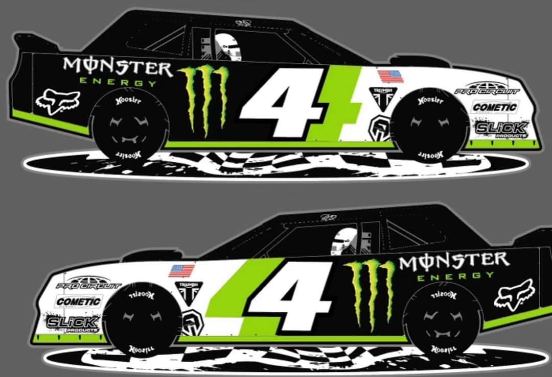 リッキー・カーマイケルのインスタグラム：「Since some of JL my competitors in the @motofiteklub race next week (feb 25th)wanted to fire at me first, I guess now is my turn for some pay back.  I was looking for a design with the rear of the car so they could get used to seeing it, since that’s all they will be seeing. @justinbrayton and @jeremymcgrath thought they were cute tryn to roast me🙄. I’m here all day for it fellas, and let’s be honest,  outdoors isn’t either of yours forte😘. Every go down load the @fitetv app and tune in next Thursday night, it’s on 🤙🏼. @monsterenergy  @foxmoto  @cometicgasket  @slickproducts  @officialtriumph  @triumphamerica  @boxousadirect  @boxousadirect」