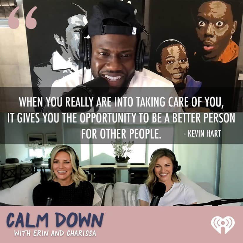 エリン・アンドリューズのインスタグラム：「Repost from @calmdownpodcast • Our first episode drops tomorrow!! @erinandrews and @charissajthompson are joined by @kevinhart4real!!   Kevin gives incredible advice, explains his bedtime attire, and hands out the first CALM DOWN award! 🏆   Hit the link in our bio to subscribe! #CalmDown」