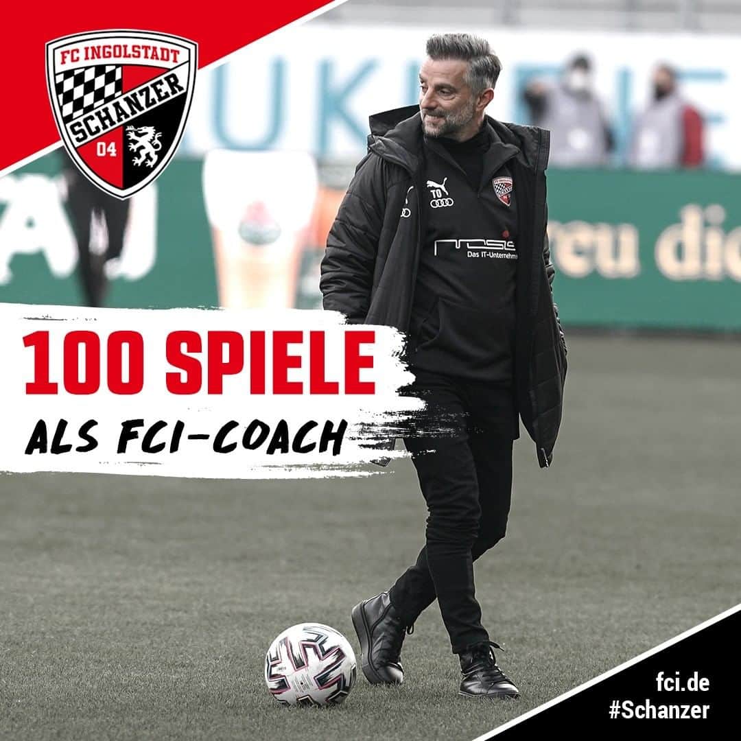 FCインゴルシュタット04のインスタグラム：「Gratulation zum Jubiläum, Coach! ⚫🔴 Insgesamt: 41 S, 31 U, 28 N ⚽ Seit 2019: 25 S, 9 U, 11 N 👀 Punkteschnitt aus den letzten 2 Amtszeiten: 1,87 👍 ... und weiter geht's 😉✊ . . #schanzerdassindwir #Schanzerfürimmer #Ingolstadt #FCI #FCIngolstadt #3Liga #zeigtsuns #fu3ball #soccer #fussball #football #futbol #immerweiter #zamhoidn #Team #einfachkriegstduwoanders #Trainer #Coach #TomasOral #Oral #Jubiläum #Glückwunsch」