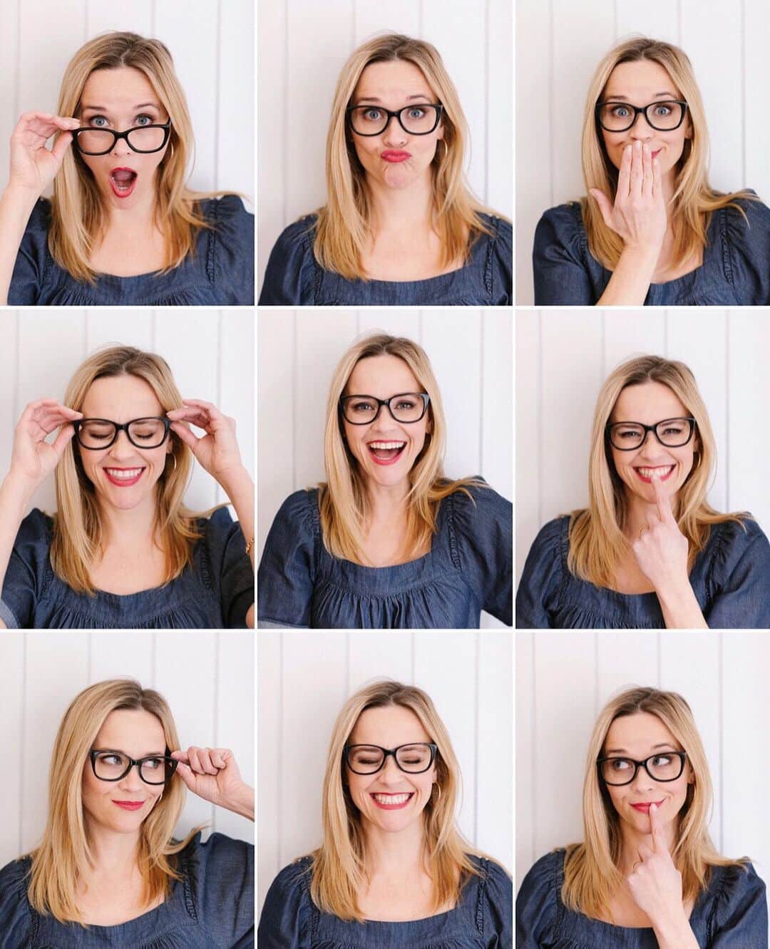リース・ウィザースプーンのインスタグラム：「Here’s the truth... I can’t read anything without them and I lose a pair every 10 mins. Must have multiples. 🥸 @draperjames」