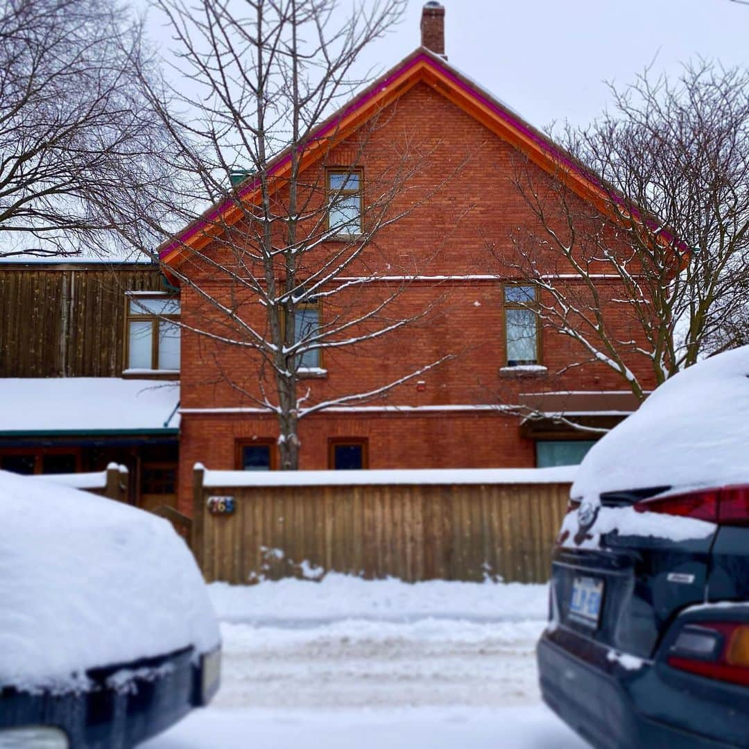 サイモンとマルティナさんのインスタグラム写真 - (サイモンとマルティナInstagram)「I felt very Canadian as I enjoyed my warm latte and buttery pear tart in the super snowy park. I’ve seen cross-country skiers, tobogganing teens, and a wild jogger casually trotting by in shorts 🇨🇦🤣 Reverse-Cultural-Shock of the day: I’m thrilled with the easy access to garbage cans located all over Toronto! 🗑 If you do takeout in Tokyo, you become BFFs with your coffee cup since it’s gonna be with you all day. Swipe to enjoy several photos of Toronto in all its wintertime glory. Personal favourite, picture number four: chubby squirrel looking unimpressed with the weather situation ⁉️🐿 #torontosnowstorm」2月17日 5時24分 - eatyourkimchi