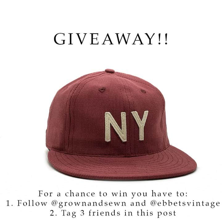 のインスタグラム：「GIVEAWAY ALERT!  4 hats means 4 chances to win.  We will pick 2 winners from each post our post here, and the one Ebbets posted!  For a chance to win you have to: 1. Follow @grownandsewn and @ebbetsvintage 2. Tag 3 friends in this post and in @ebbetsvintage post.  Winners will be drawn on Monday Feb 22.」