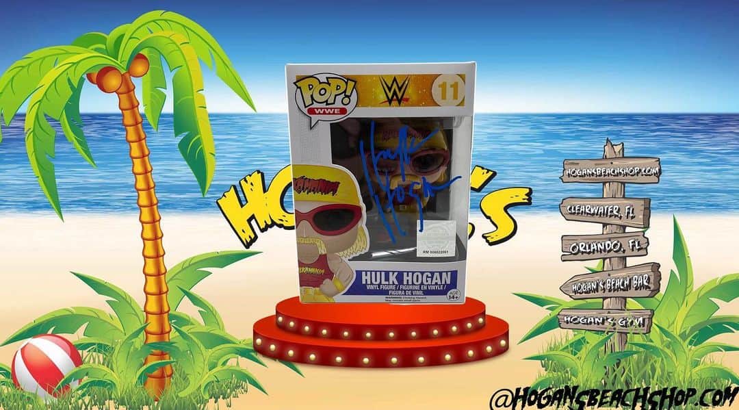 ハルク・ホーガンのインスタグラム：「🏝Have you Checked out Are Autographed Hulkamania Funko Pops...? We have them Available in 2 different colors Blue & Red 🔵🔴(Comes With Coa) Available at Hogansbeachshop.com (LINK IS IN OUR BIO) • @hogansbeachshop  • @hulkhogan  • @hoganshangout   https://hogansbeachshop.com/search?type=product&q=Hulkamania+pop」