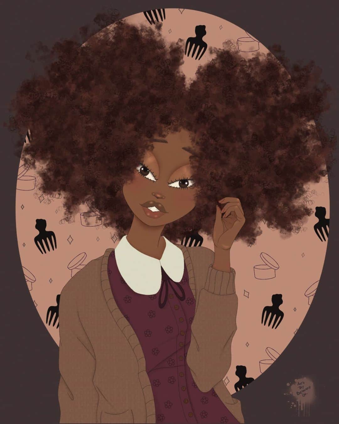 ULTA Beautyさんのインスタグラム写真 - (ULTA BeautyInstagram)「During Black History Month, we're sharing five artists' renditions that express and celebrate who they are.   ✨Black Style by Bethany Garita @bethanytbf86✨ Black Style, Black Hair Styles especially are so unique and beautiful. As a Black artist, I am 100% inspired by our Afro style! It is nothing short of magic. When I am out and about or scrolling through social media the feeling that is invoked in me when is see beautiful afros is indescribable. That feeling is what I am trying to convey to those who look at my art, to capture that feeling and invoke it in the viewer. Seeing the different afro styles, how each afro curls, how it lays, from the unkempt to the perfectly polished they all inspire me. they give me such a warmth in my chest to behold. Throughout history our hair has been more than just an accessory, our hair grows up like a crown, and that crown is to remind us to hold our heads high. To me it's like a testament to our strength, our beauty and our resilience. Every girl I create, their afro is a part of their story, their personality. With my art I want to reflect the beauty that is our style, the style that is so unique to us, so when my art is seen by black womxn, they walk away a little happier, feeling a little more seen and feeling as naturally beautiful as they truly are.」2月17日 7時11分 - ultabeauty