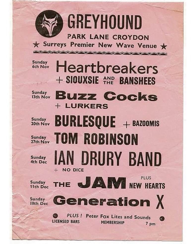 ビリー・アイドルさんのインスタグラム写真 - (ビリー・アイドルInstagram)「Some #GenerationX flyers from 1977 at the Greyhound in Croydon #SouthLondon 🇬🇧」2月17日 8時19分 - billyidol