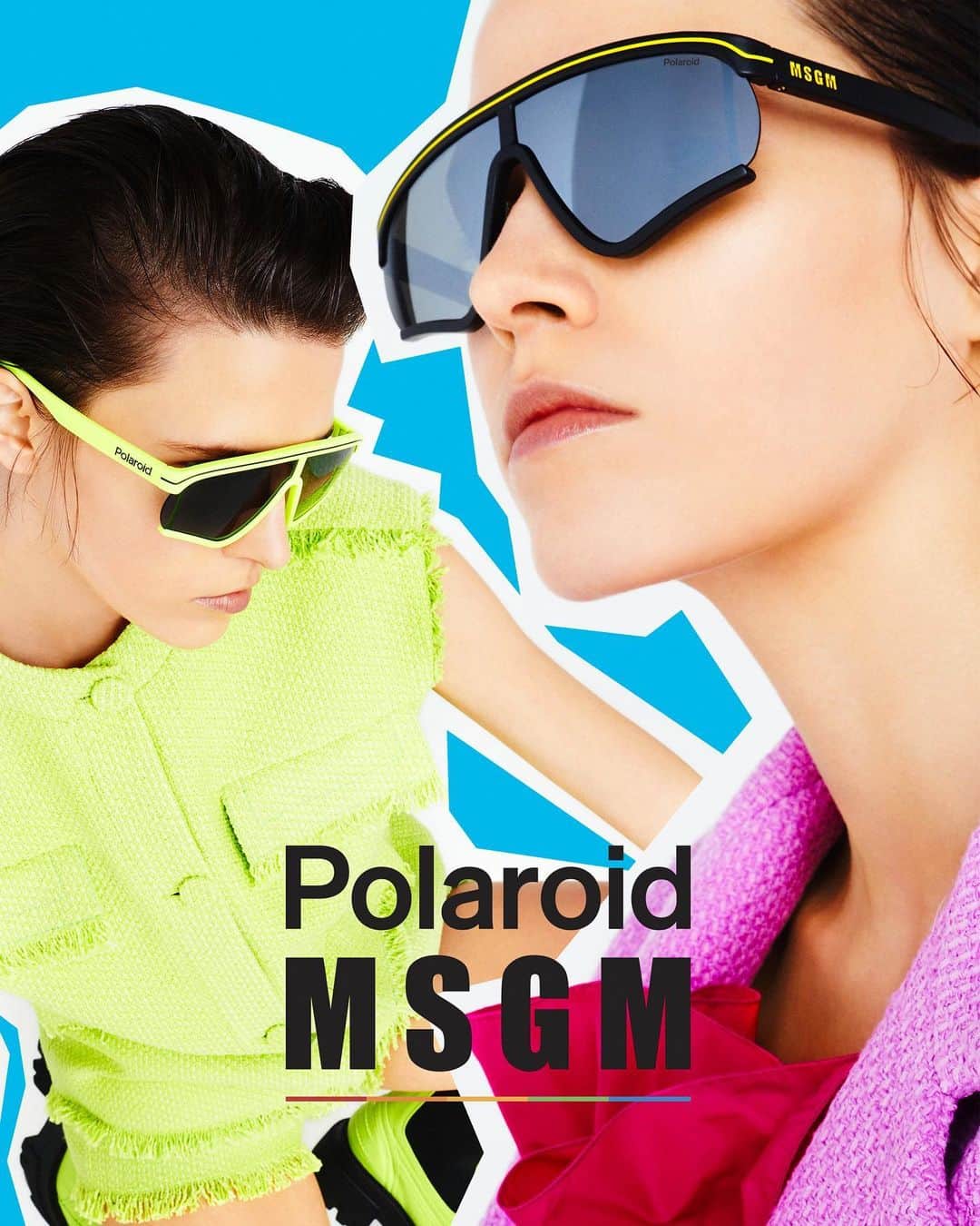 エムエスジーエムのインスタグラム：「POLAROID x MSGM : NOW AVAILABLE a free-spirited, limited-edition capsule collection, combining neat shapes and athleisure inspirations ⚡️  TWO UNISEX STYLES, IN FOUR EXCLUSIVE COLORWAYS : LINK IN BIO @PolaroidEyewear @MassimoGiorgetti #PolaroidEyewear #PolaroidMSGM」