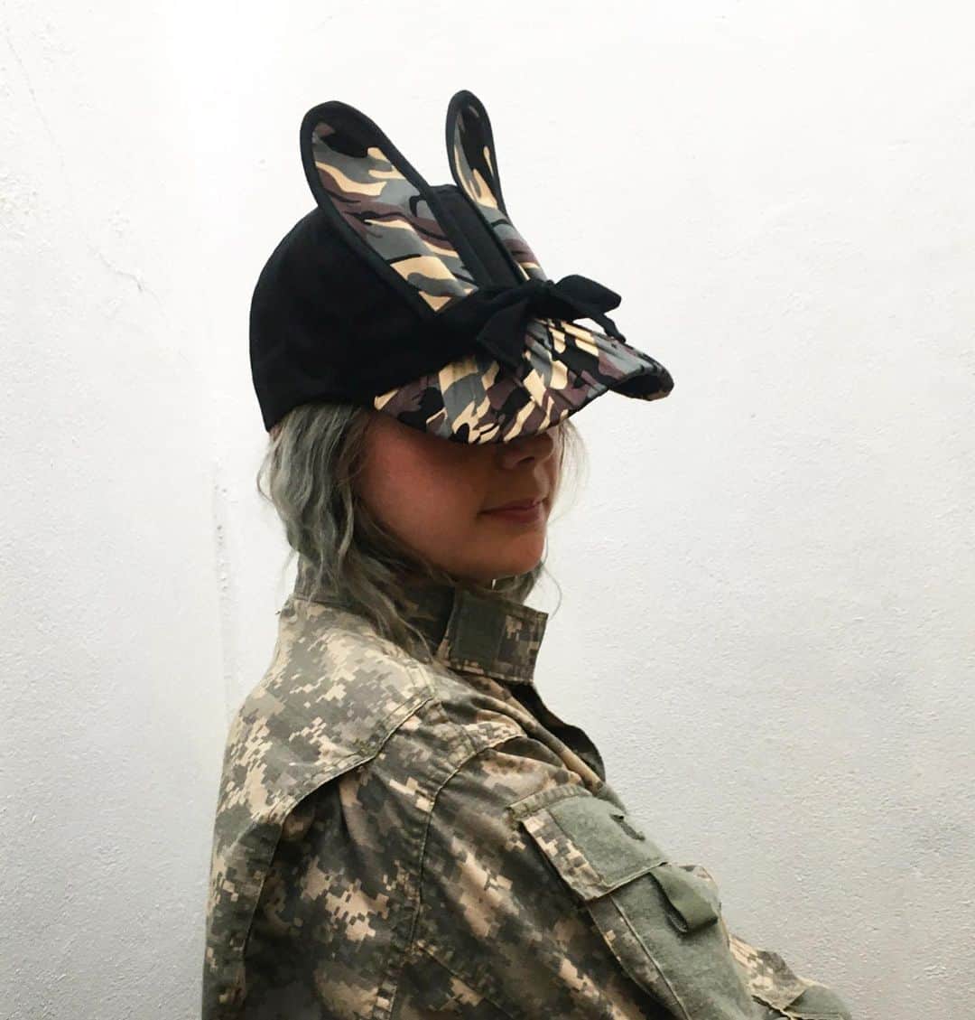 のインスタグラム：「Stand out in camouflage! These Bunny Caps with camo ears and peak are new on our website.  All our hats are lovingly made in our East London studio.  Click on the link in the bio to have a look.」
