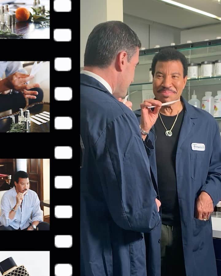 ライオネル・リッチーのインスタグラム：「Bet y’all didn’t know I was also a scientist 🤓🔬✨! A little behind the scenes of the process to bring you my fragrance. Thanks Théo for guiding me in this process @firmenichfine 🙏#HelloByLionelRichie @lionelrichiehome @walgreens」