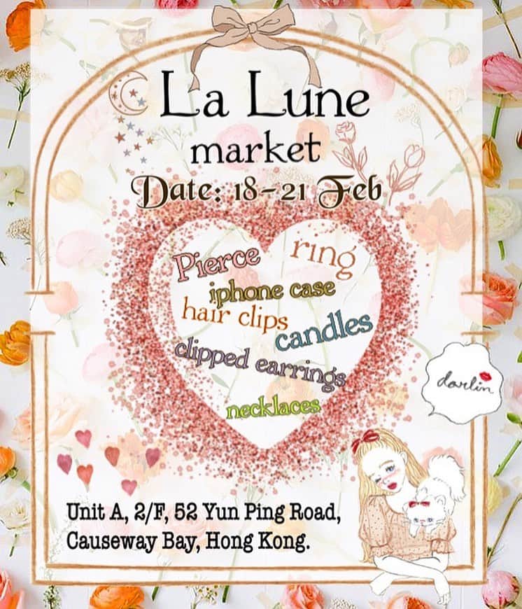 Fleur Fleurのインスタグラム：「［聽日就係我哋Lalune市集舉行嘅日子😋💞］  Feb 18-21 一連四日嘅飾物市集準備開催🌟 今次將會有五個飾物品牌登場😊🌟👏🏻 全部都係來自日本東京/福岡/名古屋 每一個牌子都係獨一無二 特別符合今次市集嘅主題：春天🌸  參展嘅item有: 耳環/ 夾耳環/ 戒指/ 手扼/頸鏈/髮圈/ 髮夾/ 襪子及蠟燭😋✨✨✨  歡迎大家係呢四日參觀！ 大部份品牌嘅飾物都有存貨量 🦋我哋會喺呢四日裏面不停咁推出新款😋 所以就算第2/3/4日上嚟都應該有貨架👌🏻 希望大家預留今個weekend俾我哋啦！🌝🌟  (註：對於嚟唔到嘅客人我哋表示抱歉🙏🏻，市集進行期間呢幾日，我哋都會上載每個品牌嘅飾物俾大家選購！請呢幾日踴躍支持收睇我哋嘅IG同埋Fb及story! 我哋亦歡迎大家同時喺WhatsApp訂購！）  Lalune Market詳細資料如下： 日本🇯🇵飾物市集地址： 銅鑼灣恩平道52號2樓A室 （希慎廣場步行1分鐘） 營業時間如下： 18 feb: 2pm-9pm 19 feb: 1pm-9pm 20 feb: 1pm-9pm 21 feb: 1pm-9pm  人數暫時冇限制 如果人潮太踴躍會採取分流 每個客人入嚟都要進行基本消毒 敬請各位留意🙏🏻  呢幾個品牌對於首次登陸香港都非常之熱情❤️ 希望大家多多支持😘😘😘✨ 喺呢度春季感受一下不同嘅日本飾物🦋🙌🏻」