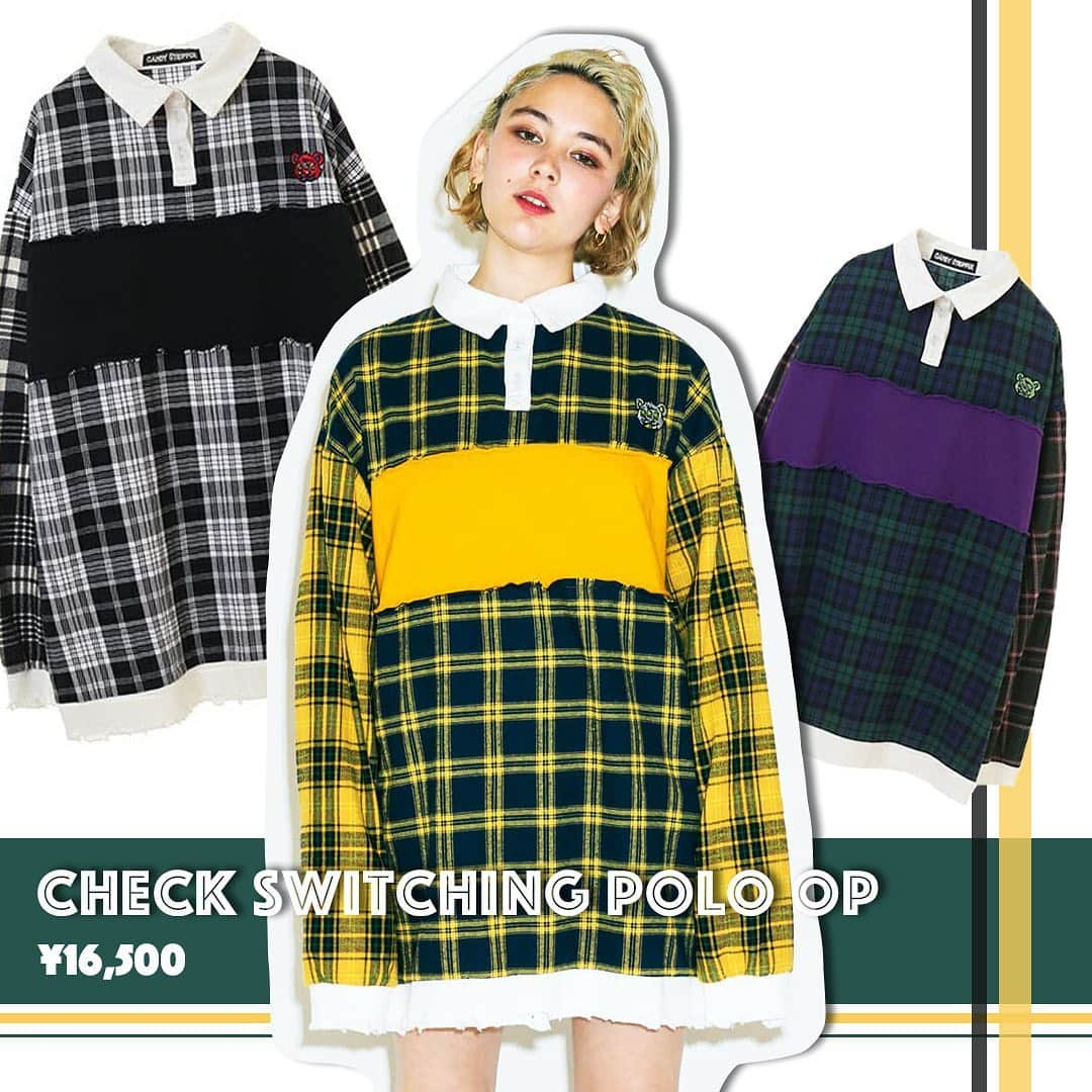 Candy Stripperさんのインスタグラム写真 - (Candy StripperInstagram)「.﻿ 🔥𝙉𝙀𝙒 𝘼𝙍𝙍𝙄𝙑𝘼𝙇🔥﻿ ﻿ CHECK SWITCHING POLO OP﻿ ¥16,500(in tax)﻿ color: YELLOW CHECK / GREEN CHECK / BLACK CHECK﻿ ﻿ サイズの違うチェックで切り替えたポロワンピース。オーバーサイズなシルエットでメンズの方だとトップスとして着用いただけます。胸元にはクマの刺繍が入っており、袖口や袖のダメージ加工もポイント。﻿ ﻿ @candystripper_official  商品詳細は画像をタップ🛒⚡️﻿  #candystripper﻿ #2021spring﻿ #BEALRIGHT﻿ #candystore﻿」2月17日 15時08分 - candystripper_official