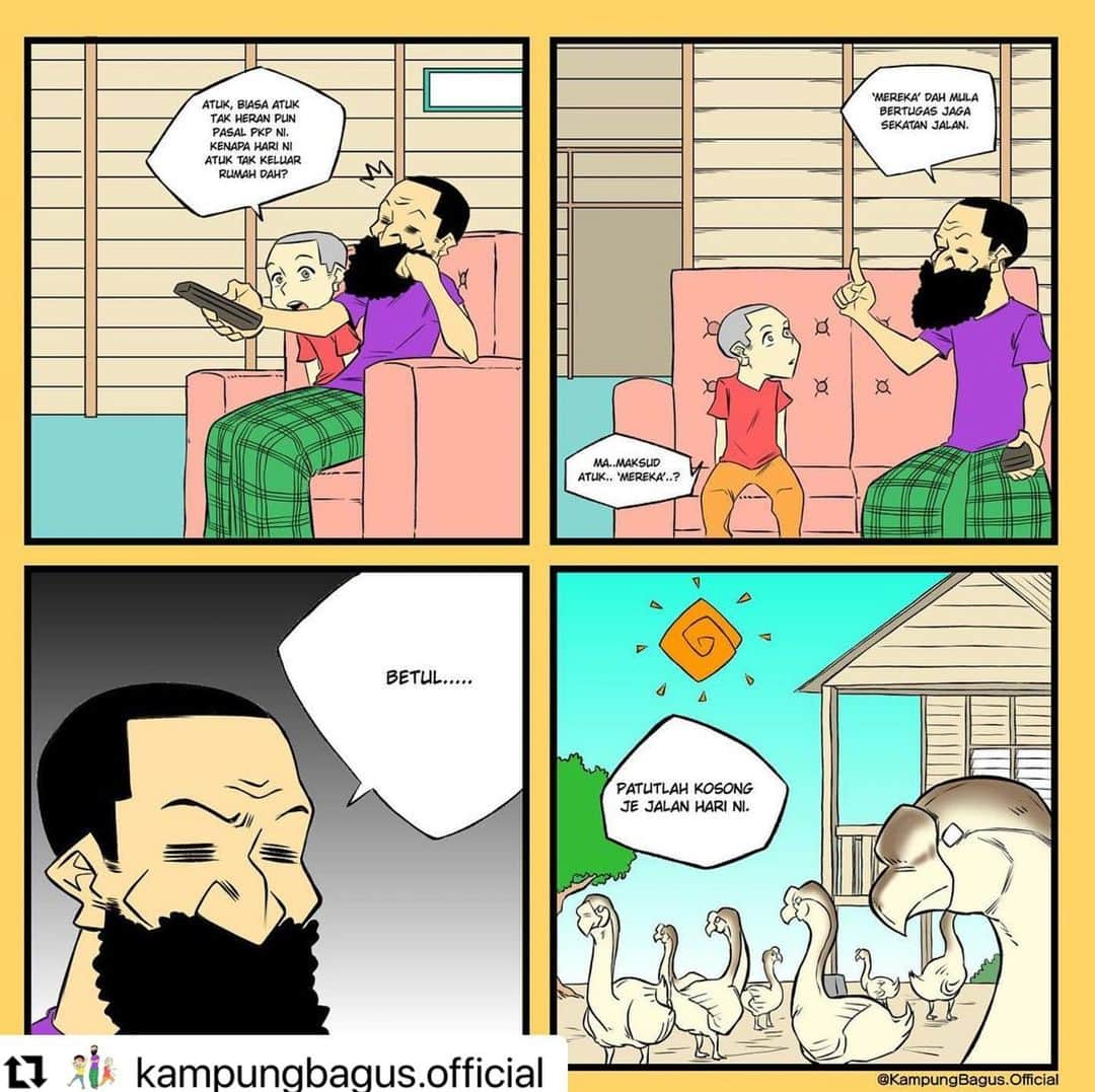 Koleksi Komik Malaysiaさんのインスタグラム写真 - (Koleksi Komik MalaysiaInstagram)「#Repost @kampungbagus.official with @make_repost ・・・ #052 [SEKATAN JALAN] . . Korang semua tahu kan apa jadi kalau depa ni jaga jalan? Sorry atuk letih nak taip panjang-panjang dari tadi atuk duk try nak lepas depa ni... uhuk uhuk... gerak lu gaiz.. . . .  #camGampang #komik #lawak #komiklawak #komikmalaysia #komiklucu #lawakgampang #dududkrumah #lawakkampungbagus #kartun #stayathome #instakomik #gengkomik #covıd19 #baman #perintahkawalanpergerakan #pkp #komikletop #koleksikomikmalaysia #komikboi #lawakterhad #budakkampung #nerdpakaispek」2月17日 15時14分 - tokkmungg_exclusive