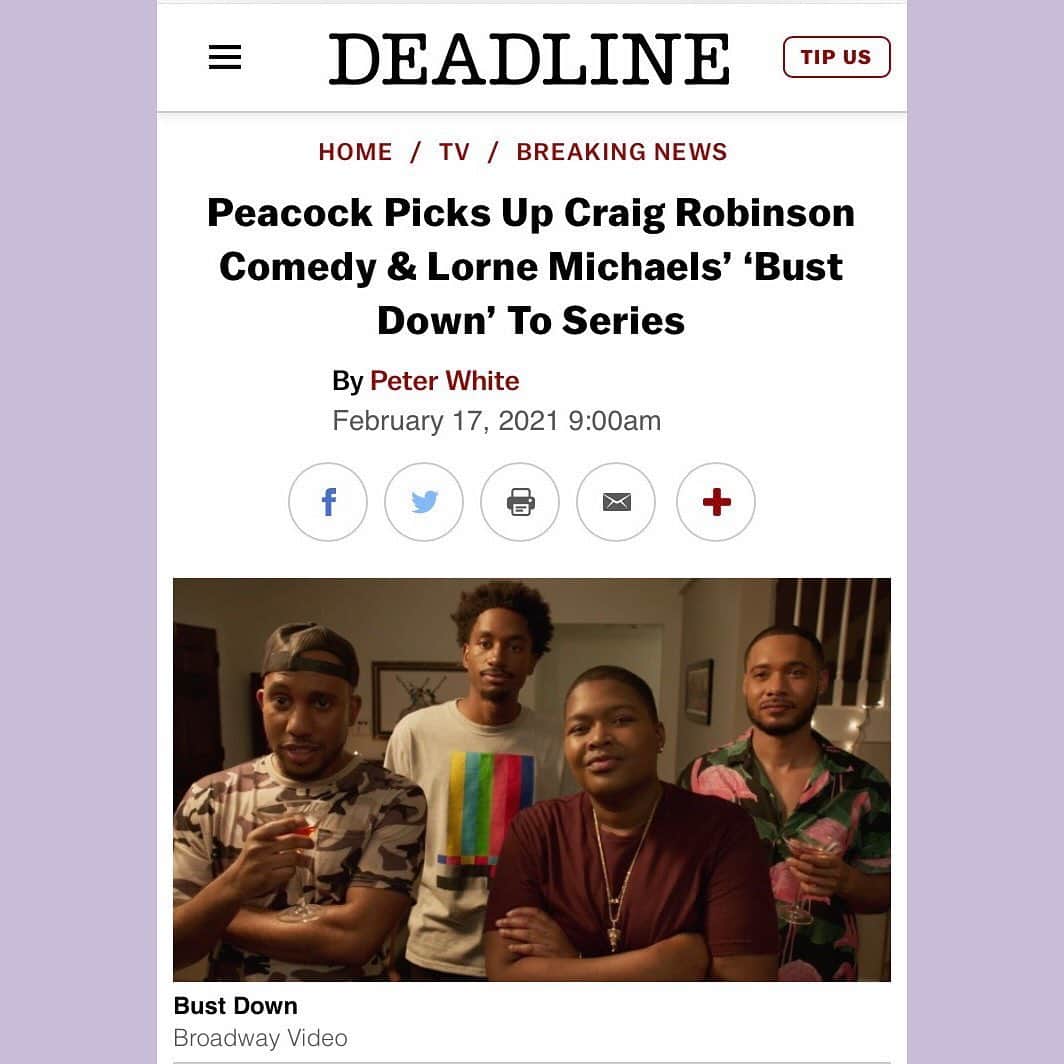 のインスタグラム：「Beyond proud of my hubby and everyone involved in making this show a new series for Peacock! 💜 @richiekeen @peacocktv @chrisreddis @jakknight123 @langstonkerman @samjaycomic #peacocktv #deadline」
