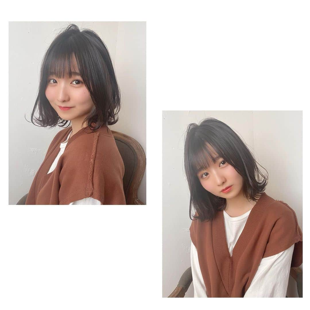 倉沢しえりのインスタグラム：「バサッといきました✂︎ #ミディアムヘア #そとはねミディアム #セミディ #前髪カット」