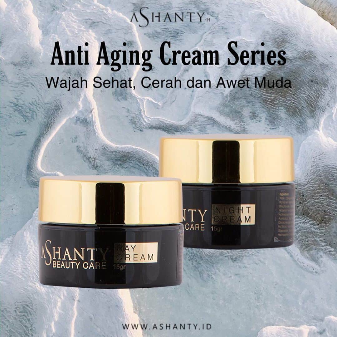 ASHANTY BEAUTY CREAM OFFICIALのインスタグラム：「Gunakan rangkaian Anti Aging by Ashanty untuk mendapatkan kulit wajah yang lebih sehat, cerah dan awet muda 🖤  Jangan lupa nikmati promo menarik hanya Rp 450.000,- perpaket! Jangan sampai kehabisaaaaan ya 🛍」