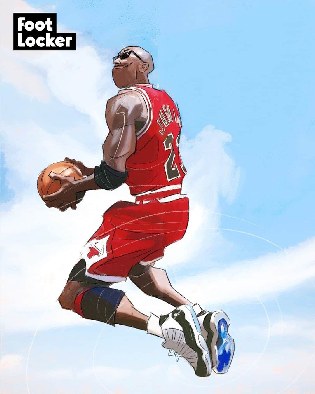 Foot Lockerのインスタグラム：「Happy Birthday to the 🐐 MJ! What’s your favorite Jordan of all-time?   🎨: @karmoruu」