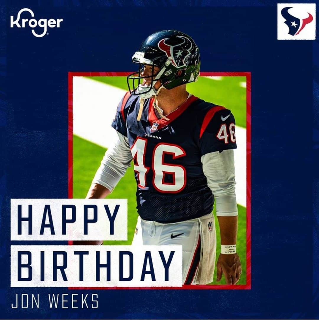 ヒューストン・テキサンズのインスタグラム：「Happy birthday, @jonweeks46! 🎈」