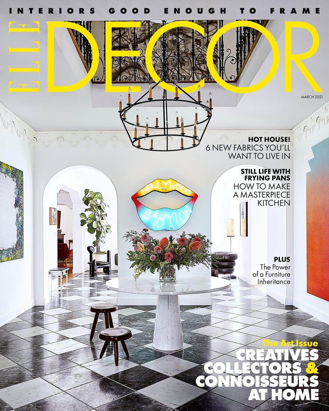 ELLE DECORさんのインスタグラム写真 - (ELLE DECORInstagram)「When is a picture of a room “good enough to frame?” When it’s as artful as the one on @elledecor’s March 2021 cover: the striking entry hall of a California home designed by Cliff Fong. This cover is one of two unveiled today by @as4d for his first full issue since taking the reins as Editor in Chief last fall. It’s an issue devoted to the intersection of art and design, and the deep resonance of both. Art is a topic close to our hearts—more than ever in a year in which we have missed out on face-to-face cultural experiences, from museums to theater and live music. To fill the void, we offer these swoon-worthy interiors: a Washington, D.C. townhouse where blue-chip works live alongside with avant-garde ones; a Tel Aviv loft that doubles as a studio for its creative owners; and a historic Connecticut house that once hosted Salvador Dalí, Joan Miró, and Alexander Calder. In South Africa, we visit artist Willie Bester’s house, which he describes as a “meta-sculpture.” The issue’s theme also gave us the opportunity to go deeper, examining the power of art to help us see and re-see, in essays like poet and novelist Caroline Randall Williams’ (@caroranwill) poignant tribute to her family’s furniture inheritance in the Mississippi Delta. There is more, of course—from powder room inspiration to flowers and fabrics to turn any room into a masterpiece. Join us, won’t you?  Read our cover story at the link in bio.  Designed by @cliffspot Written by @janellezara Photographed by @wabranowicz」2月18日 0時01分 - elledecor
