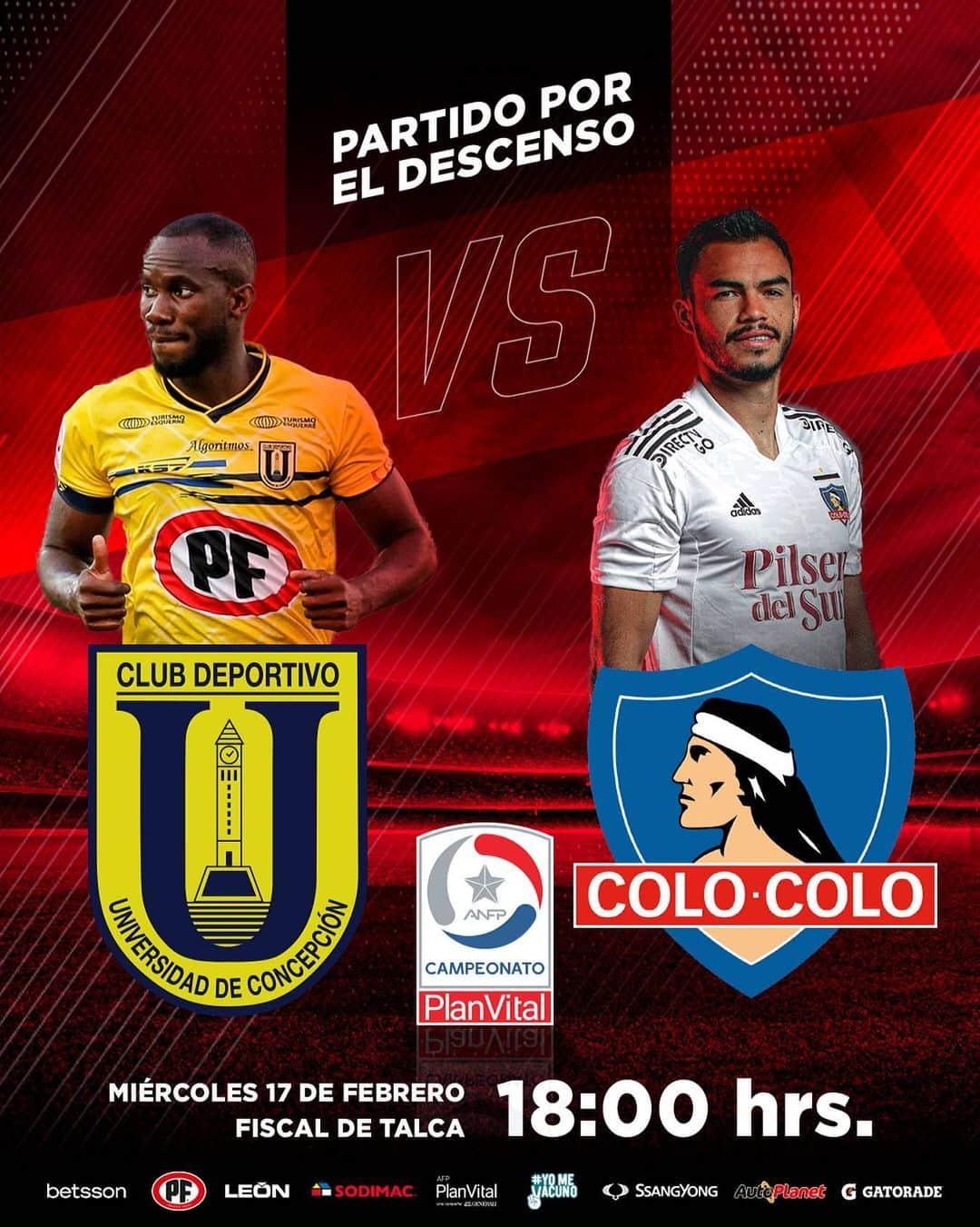 サッカー チリ代表チームのインスタグラム：「🇨🇱⚽️ @colocolooficial y @futboludec se juegan la permanencia en el #CampeonatoPlanVital  📅 17/02/2021 ⏰ 18:00 🏟 Estadio Fiscal de Talca 📺 @tntsportscl   #Chile #futbolchileno」