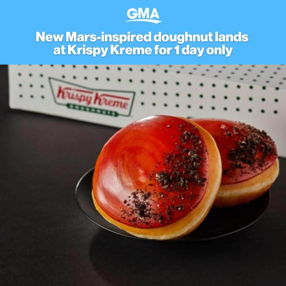 Good Morning Americaさんのインスタグラム写真 - (Good Morning AmericaInstagram)「As NASA's Perseverance Rover approaches Mars for its epic landing, a sweet new doughnut will debut at Krispy Kreme to mark the monumental occasion — but it's only available for one day. 🚀🍩⁠ ⁠  LINK IN BIO for how to land this astronomical dessert. ⁠ ⁠」2月18日 1時21分 - goodmorningamerica