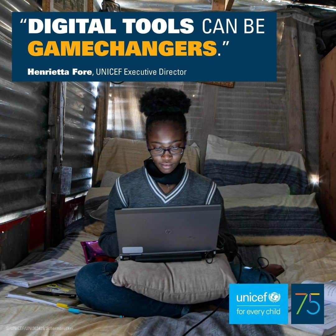 unicefさんのインスタグラム写真 - (unicefInstagram)「“During the peak of school closures in early 2020, about 30 per cent of the world’s schoolchildren were unable to access remote learning. We now face a ‘once-in-a-generation’ opportunity to connect every child and school to the internet, and provide new, digitally driven tools to help them develop the skills to realize their potential – through and beyond COVID-19. ⁣ ⁣ Bridging the digital divide can help bring quality education for all.” ⁣ ⁣ UNICEF Executive Director Henrietta Fore in an open letter on how we can reimagine a better post-pandemic world #ForEveryChild.⁣」2月18日 1時45分 - unicef