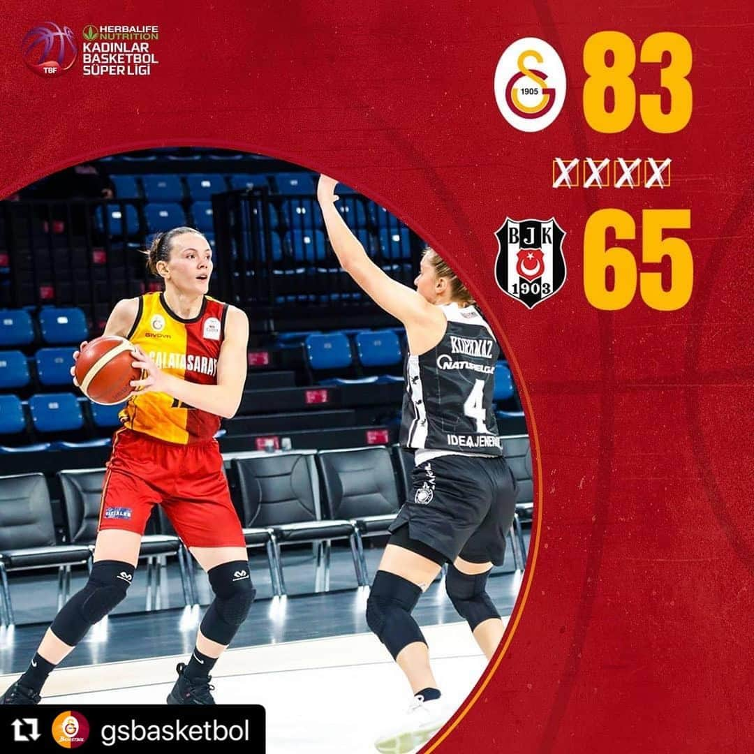 ガラタサライSKさんのインスタグラム写真 - (ガラタサライSKInstagram)「Herbalife Nutrition KBSL 20. Hafta  Maç sonucu  Galatasaray 83 - 65 Beşiktaş  #GSvBJK  👏 Tebrikler #SarayınSultanları! 🟡🔴👑」2月18日 2時06分 - galatasaray