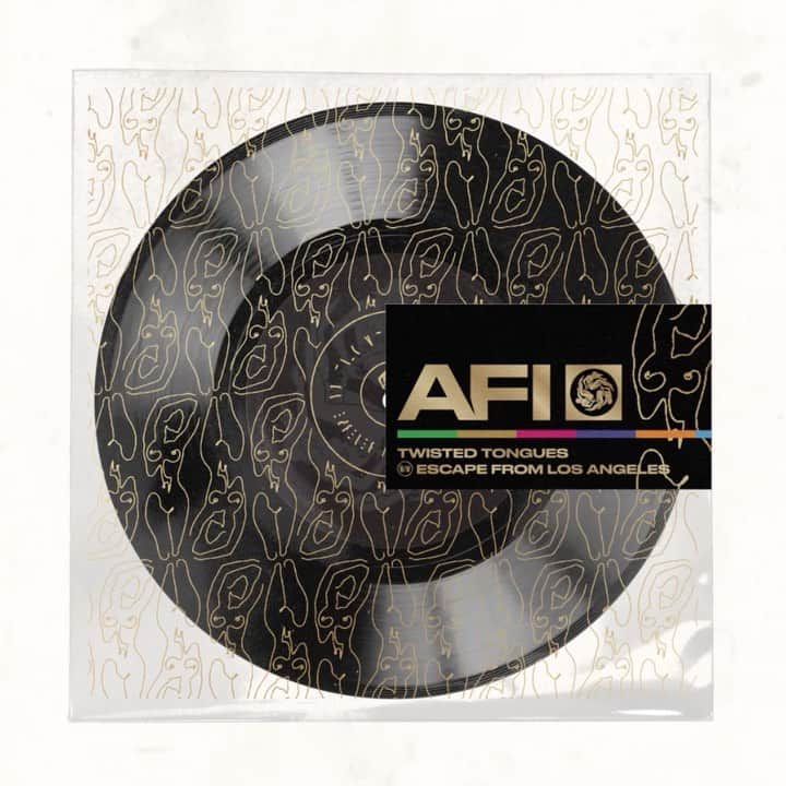 AFIのインスタグラム：「Our limited edition 7" vinyl of “Twisted Tongues” & “Escape From Los Angeles” comes with a free pin and instant digital downloads when you pre-order. Get yours while supplies last at the link in bio.」