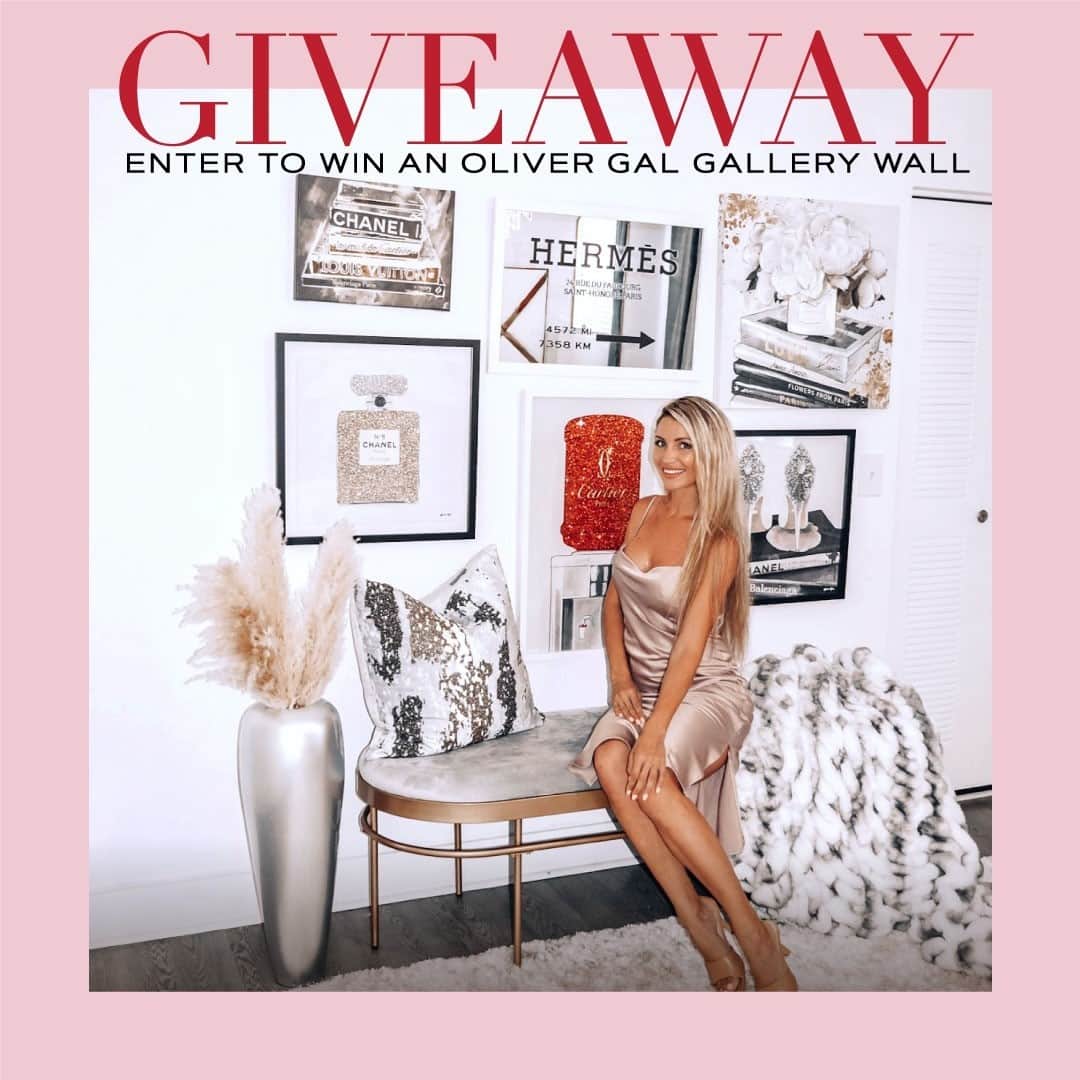 The Oliver Gal Artist Co.のインスタグラム：「CLOSED: Congratulations @lexis02 🎉  💕GIVEAWAY TIME💕⁠ Want a glam #gallerywall in your #babecave like @marina.b.style? Enter to win one of our stunning art sets from the GALLERY WALL Collection 🤩⁠ ⁠ The rules are simple: ⁠ 1. Follow @olivergalart & @marina.b.style⁠ 2. Tag your besties in the comments⁠ 3. Go to our link in bio and fill out the sweepstake link ⁠ *share this post for extra points!⁠ ⁠ Giveaway closes on 2/22 at 9 pm EST. ⁠ *Winner will be announced on 2/25 by 9 pm EST on our stories and will be able to select the prize from www.olivergal.com/gallery-walls⁠ ⁠ *USA residents only, giveaway is in no way endorsed or sponsored by Instagram. ⁠ ⁠ Good luck!🍀 ⁠ #olivergal」