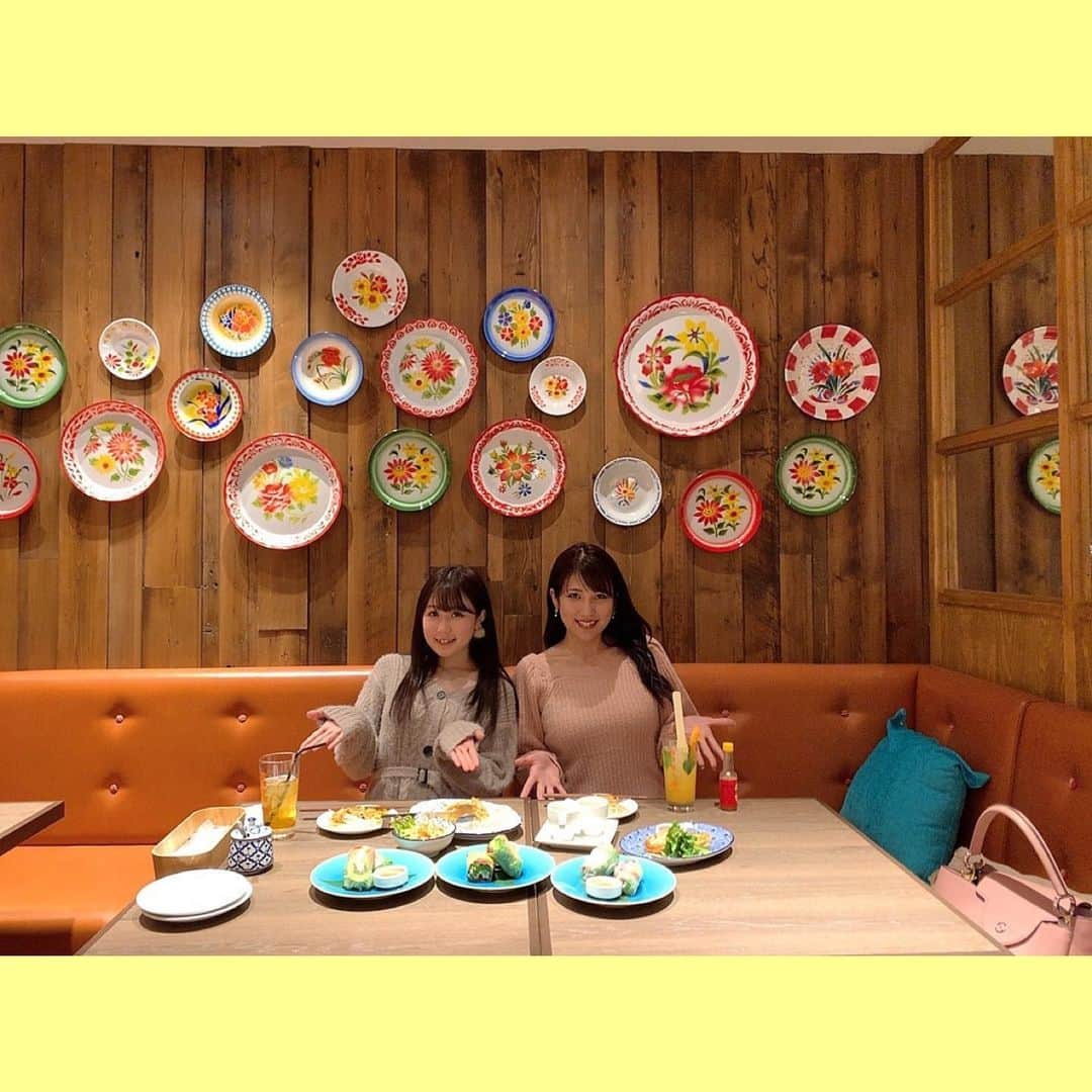 のインスタグラム：「パッタイ、生春巻き、ラッシー好き🥰❤️  #カフェランブータン　#タイ料理」