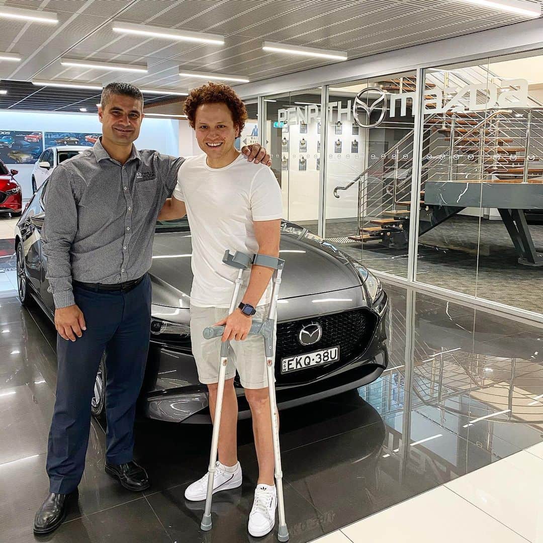 ムスタファ・アミニのインスタグラム：「Thanks to Frank at @penrithmazda for looking after me while I’m back in Australia 🚗💯👌 #mazda #penrithmazda」